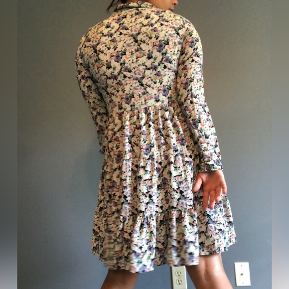 Ganni by Anthropologie Flowy Tiered Dress in Gauzy Floral - Picture 4 of 14